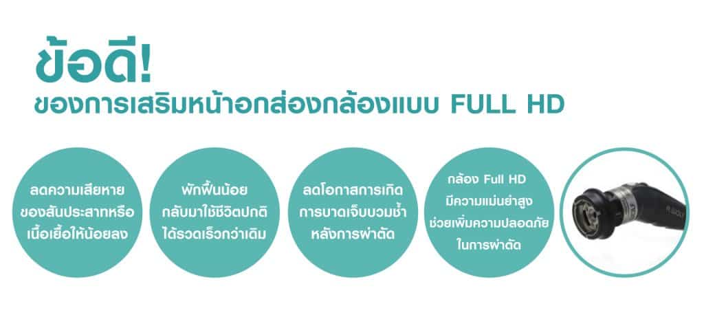 ข้อดี เสริมหน้าอก ส่องกล้องคือลดความเสียหายของเส้นประสาท ผ่าได้แม่นยำ ลดโอกาสการบาดเจ็บจากการผ่าตัด