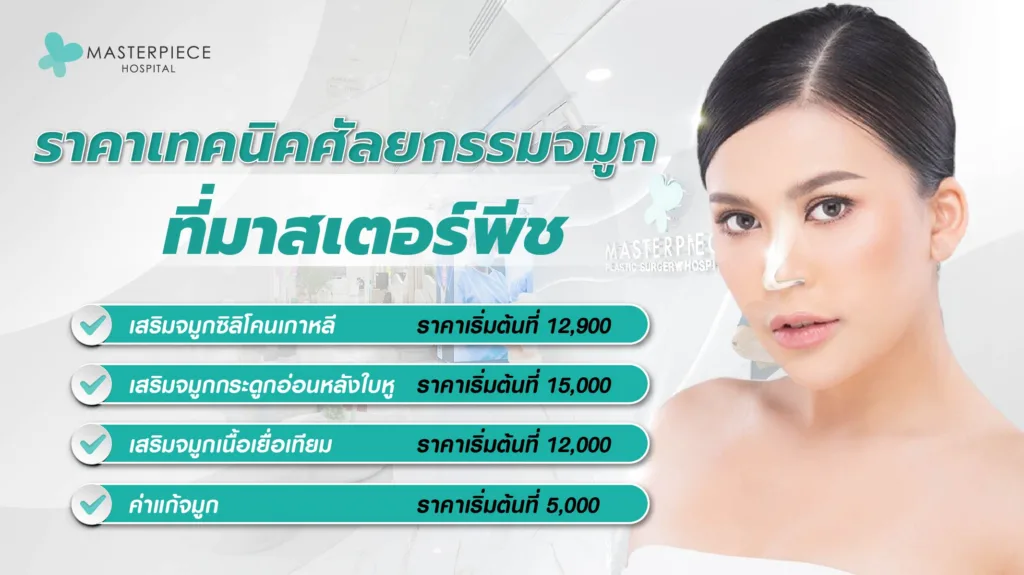 ราคาเทคนิคศัลยกรรมจมูกที่มาสเตอร์พีช