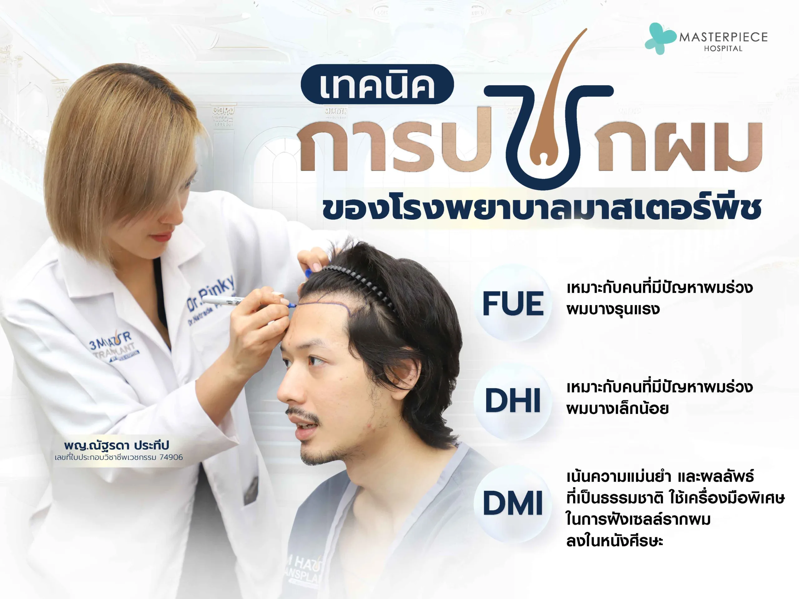 เทคนิคการปลูกผมแบบไหนดี fue dhi dmi